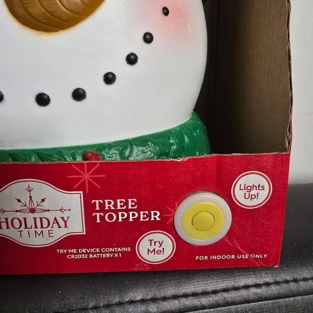 NIB Christmas Snowman Head with Too Hat Tree Topper 13